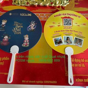 quạt nhựa PP dày 8 dem, in offset UV trên tấm nhựa dày 0.8mm